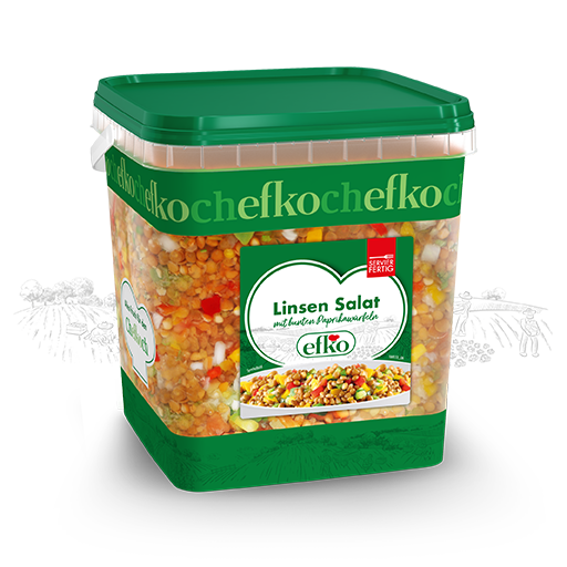 Sauergemüse, wie der Linsensalat von efko im prktischen Eimer, schmeckt Jung und Alt